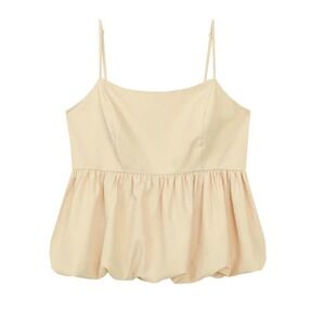 Abound Nordstrom Womens Large Yellow Bubble Hem Smocked‎ Back Camisole Top NWT